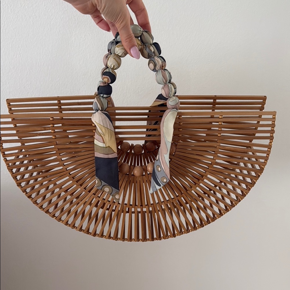 Cult Gaia Bamboo Ark Bag with Multicolor Scarf - Picture 2 of 7